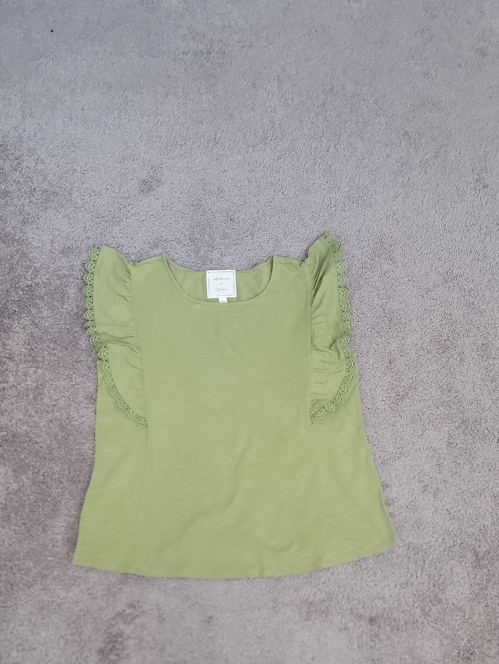 Aimee + Coco Lace-Trim Ruffle Sleeve Top